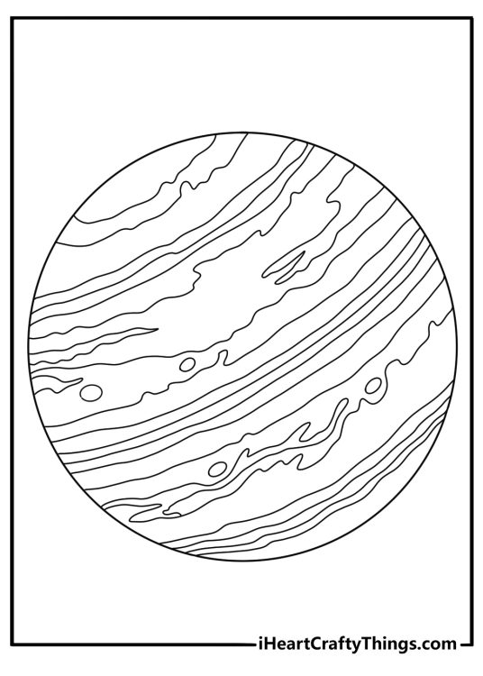 Solar System planet coloring pages with Neptune and swirling storm bands