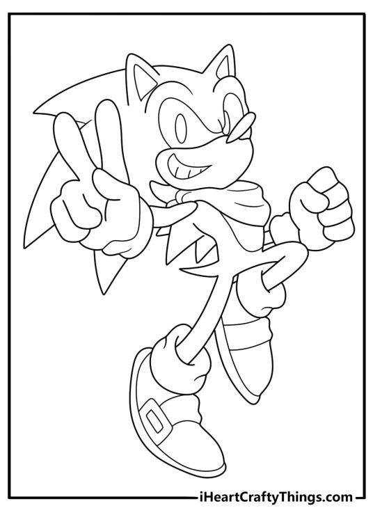 Sonic Peace Sign Coloring Page to Print