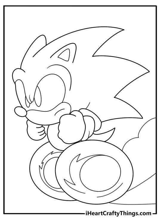 Sonic Running Fast Printable Coloring Page