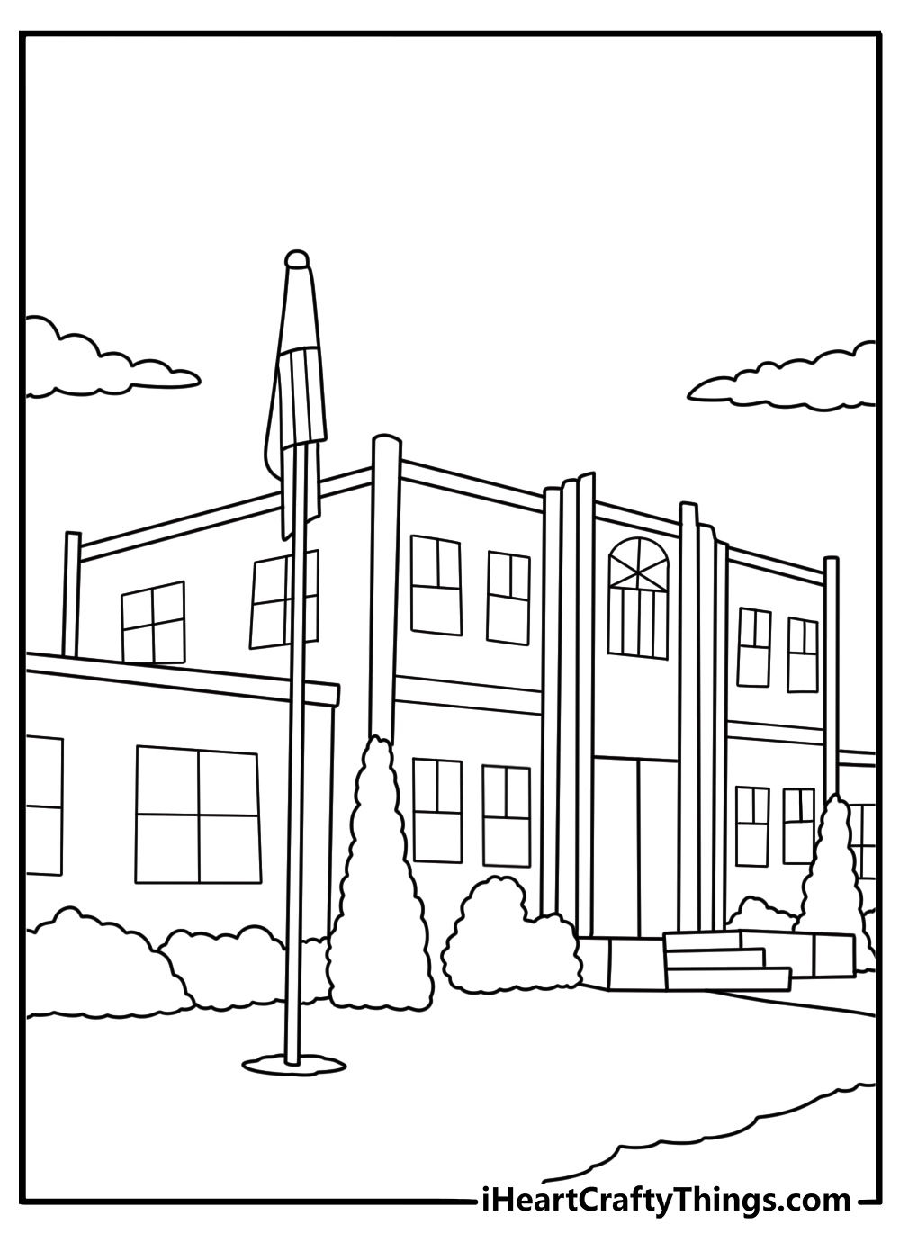 Springfield Elementary School building simple coloring sheet