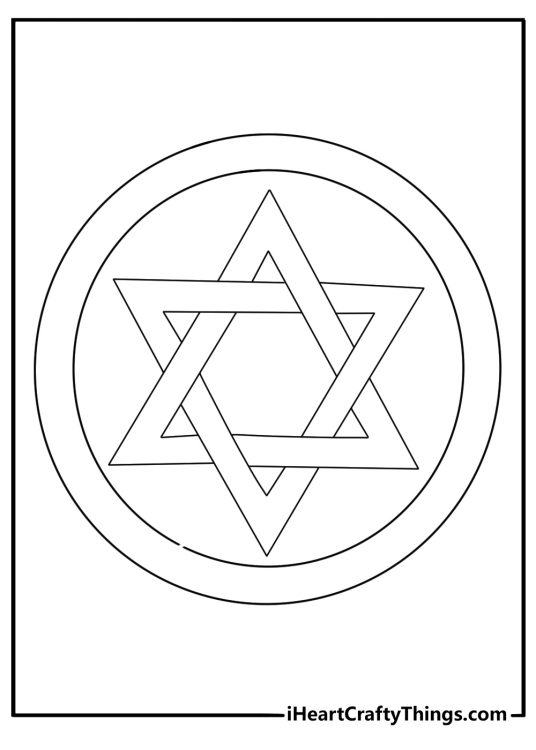 Star of David pattern mosaic detailed coloring sheet for adults