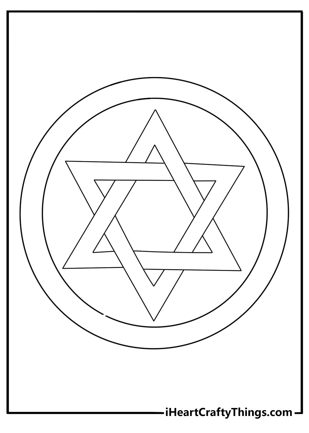 Star of David pattern mosaic detailed coloring sheet for adults