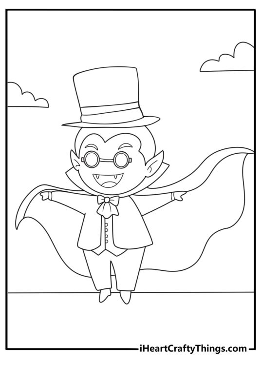 Steampunk vampire with goggles and gear accents detailed coloring sheet for adults