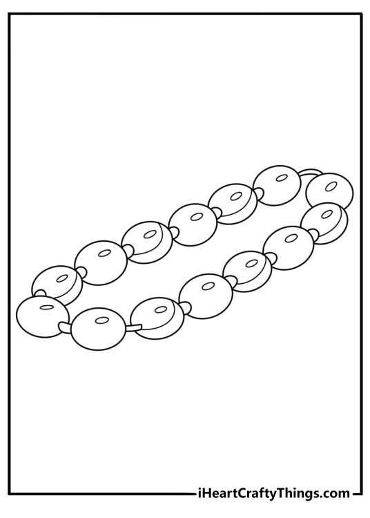 Stringing shell bead necklace coloring sheet craft theme simple pdf