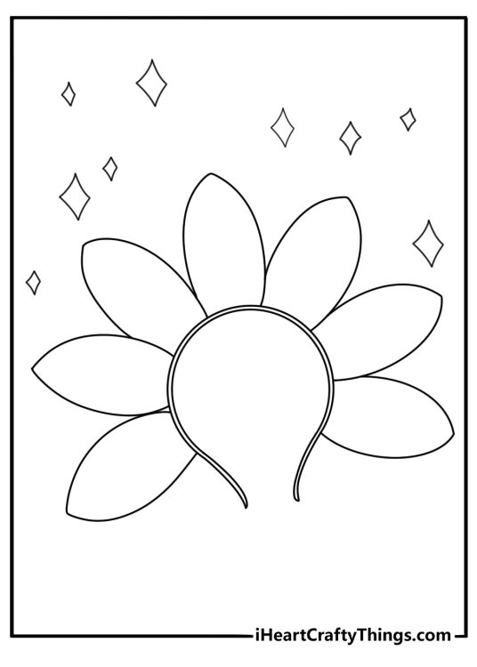 Sunflower crown headband craft outline DIY coloring page PDF