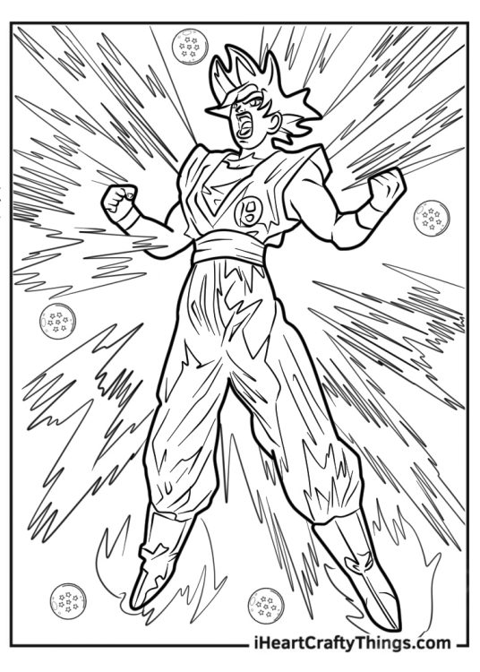 Super Saiyan Goku In The Air Coloring Page