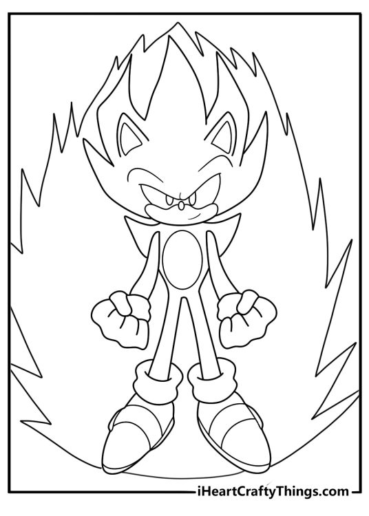 Super Sonic Powerful Pose Coloring Sheet