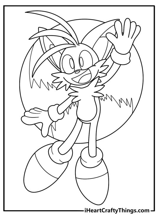 Tails Flying Action Coloring Sheet for Kids