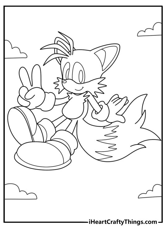 Tails Peace Sign Printable Coloring Page