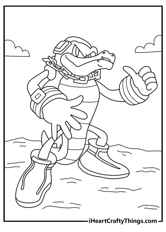 Vector the Crocodile coloring pages with a game character in sneakers and gloves