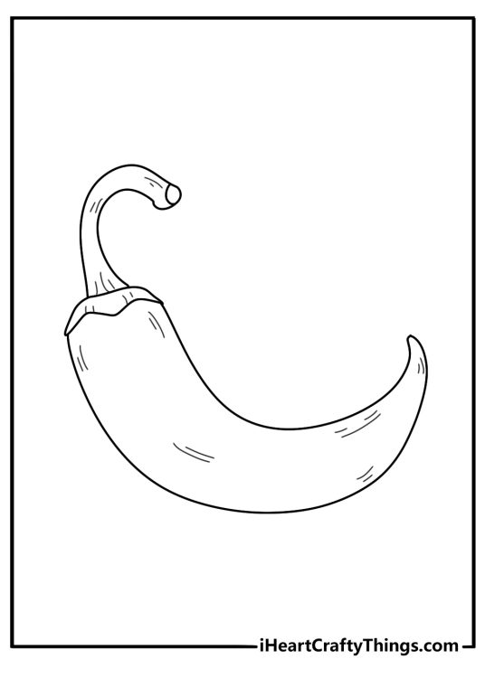 Vegetables coloring page featuring chili pepper curved shape