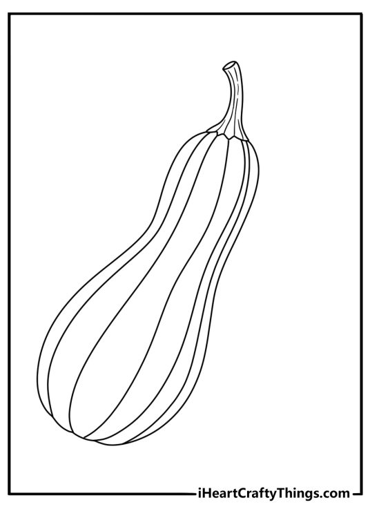 Vegetables coloring page showing squash with thick rind