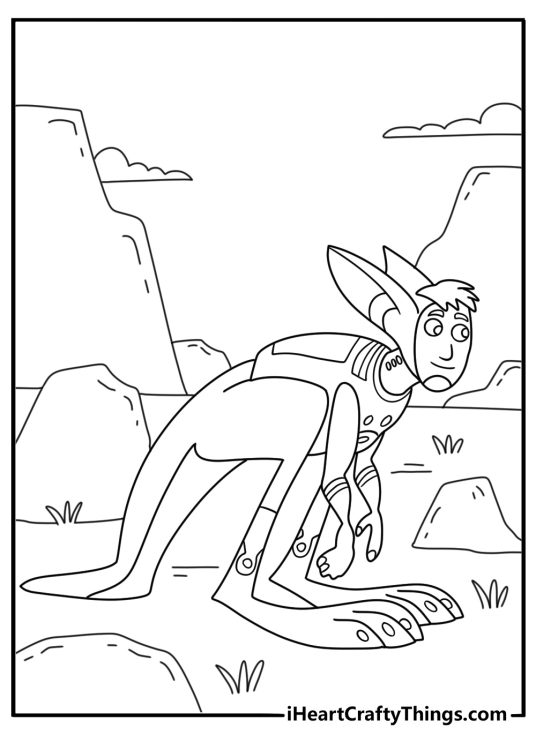 Wild Kratts coloring pages scene showing Martin using kangaroo Creature Powers