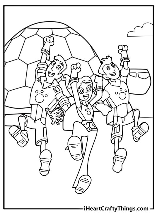 Wild Kratts printable featuring the whole crew standing together outside the Tortuga