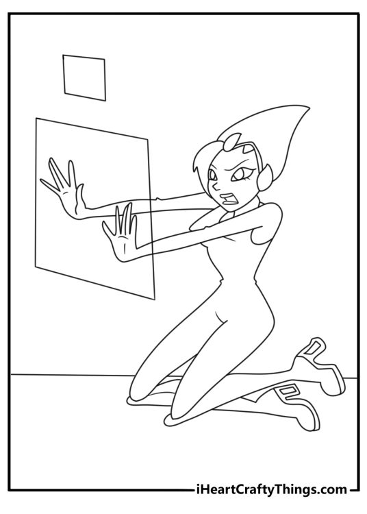 Winx coloring page of Tena building a digital shield with light squares