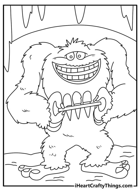 Yeti serves yellow snow cones in this fun monster coloring printable