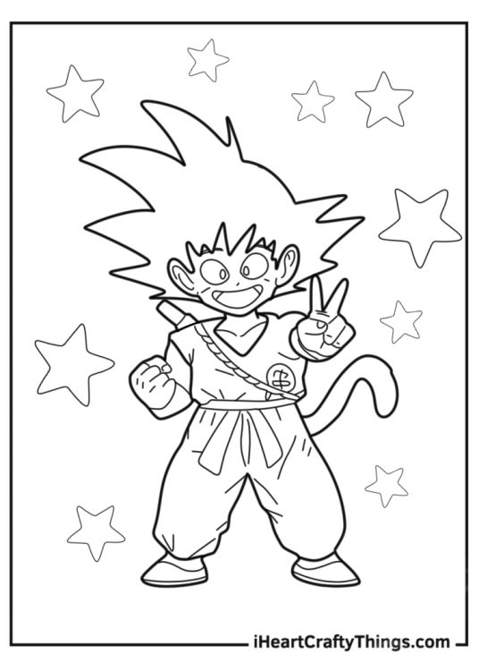 Young Goku Smiling Coloring Page