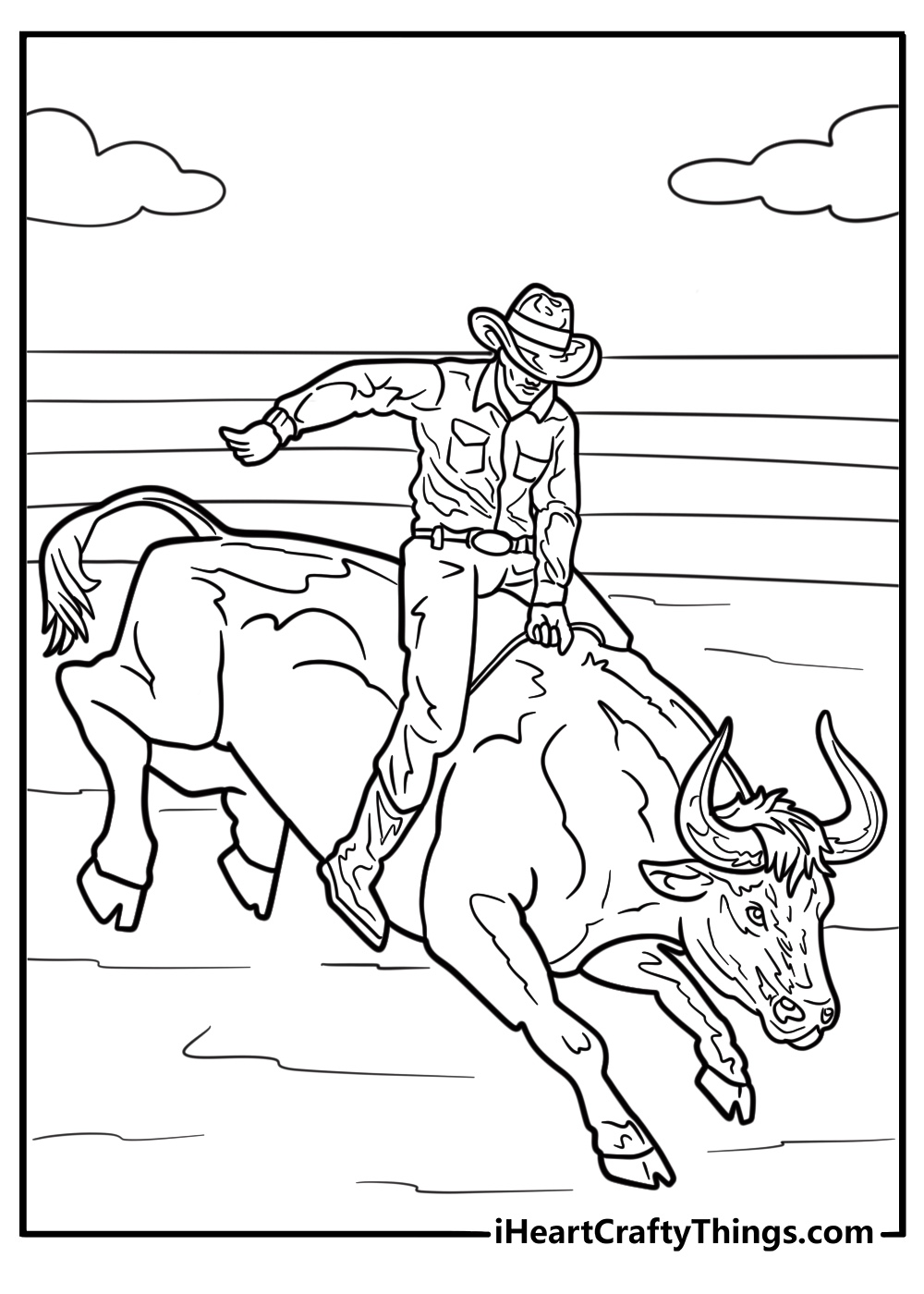 Bull riding coloring pages