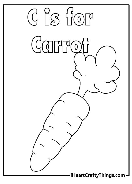 c is for carrot coloring pages