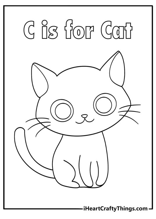 c is for cat coloring page