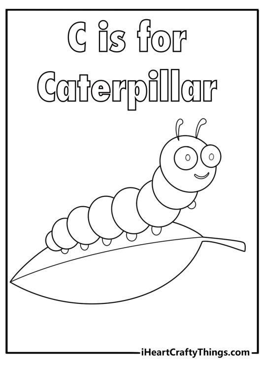 c is for caterpillar coloring page