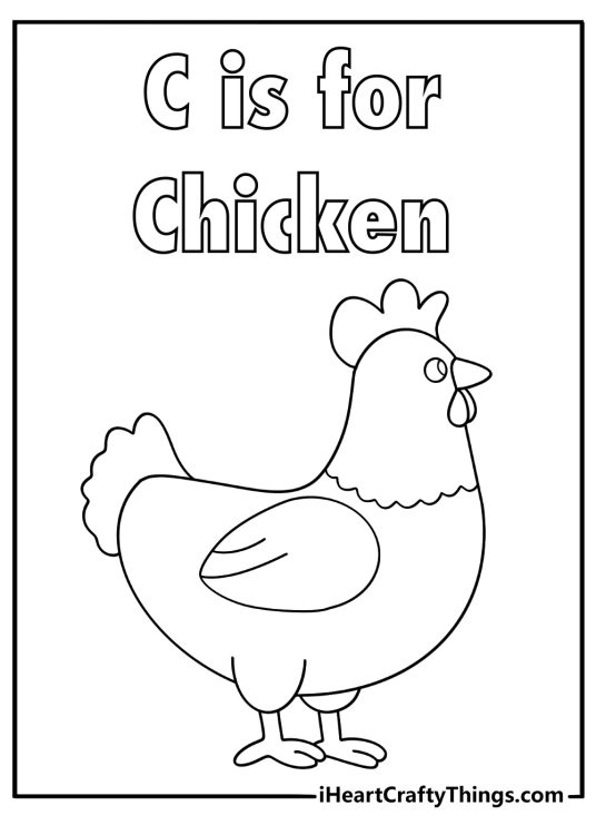 c is for chicken coloring page