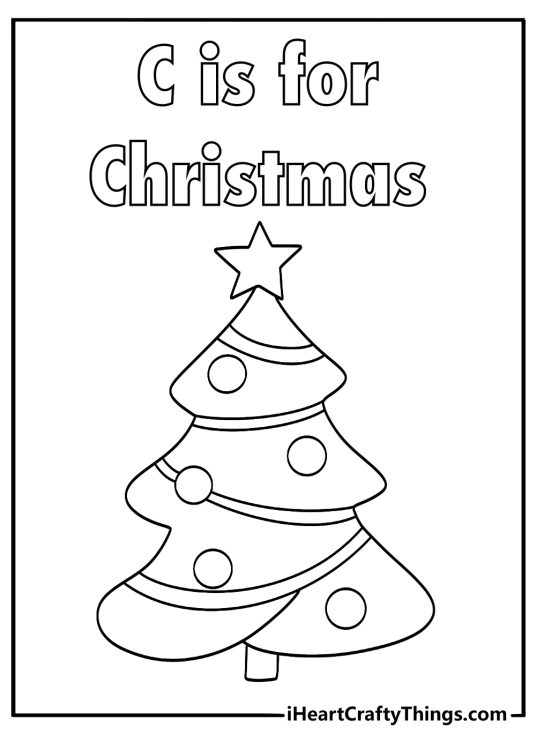 c is for christmas coloring page