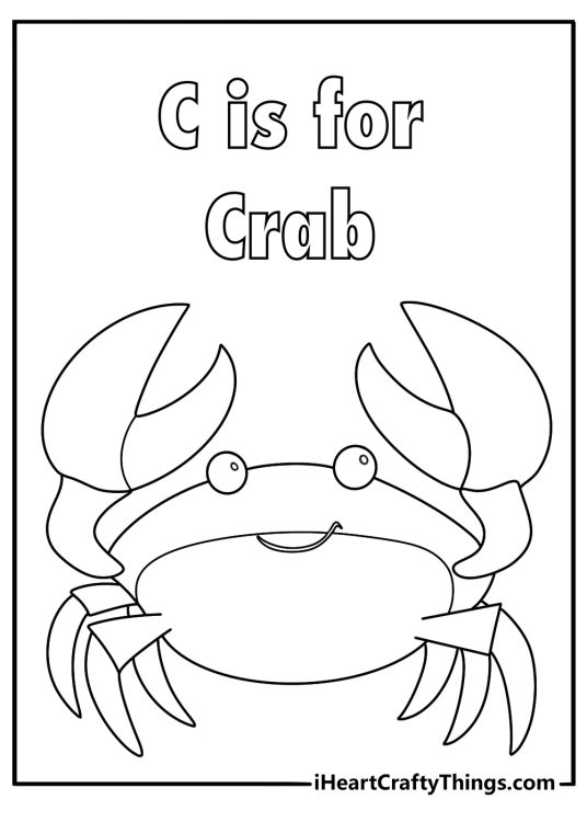 c is for crab coloring page