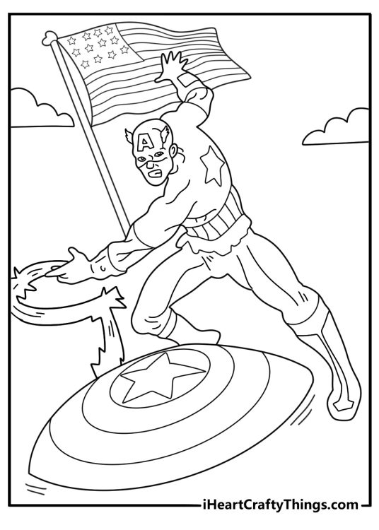 captain america coloring page shield ricochet action three bounce path shown easy download