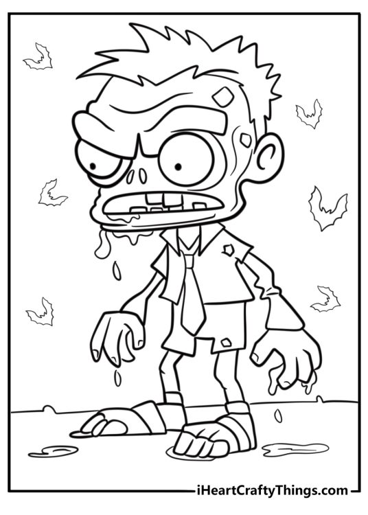 Cartoon zombie coloring pages pdf