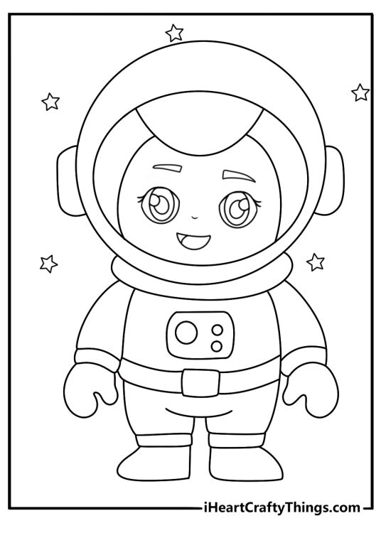 chibi astronaut coloring sheet