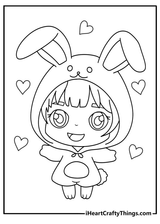 chibi bunny costume coloring page