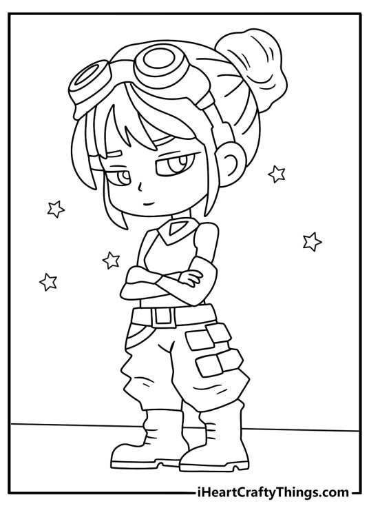 chibi cyberpunk coloring sheet