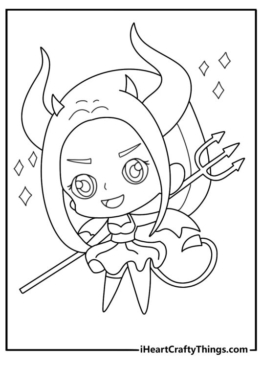 chibi demon girl coloring page