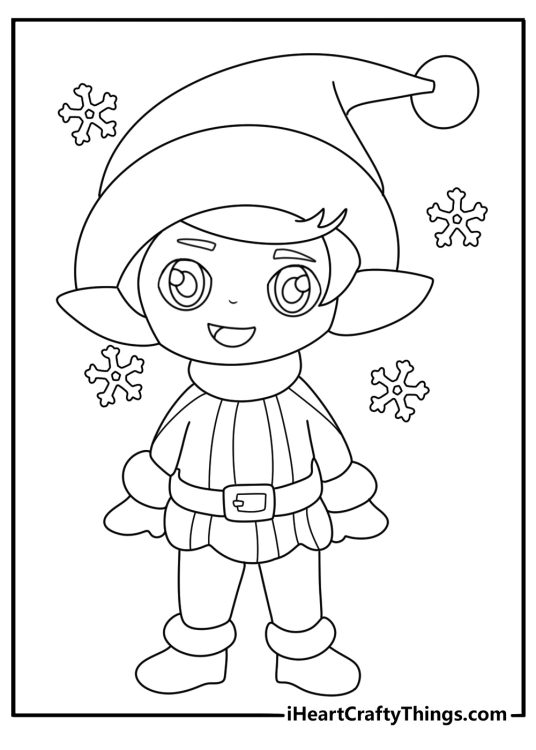 chibi elf coloring page free
