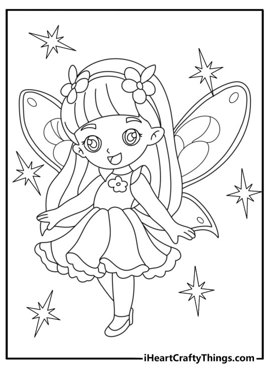 chibi fairy coloring page printable