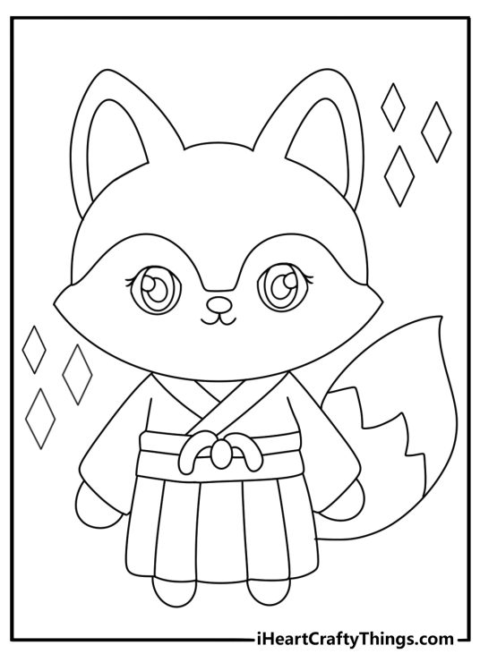 chibi fox spirit coloring page