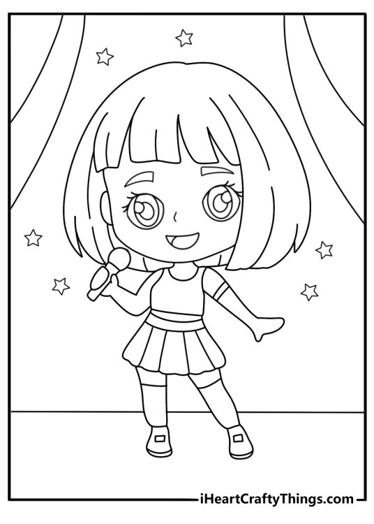 chibi idol singer coloring page