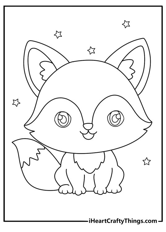 chibi kawaii animal friends coloring page
