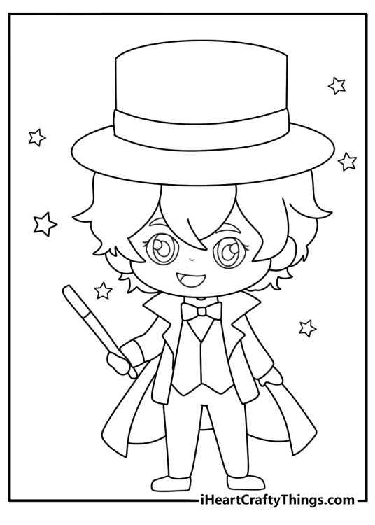 chibi magical boy coloring page