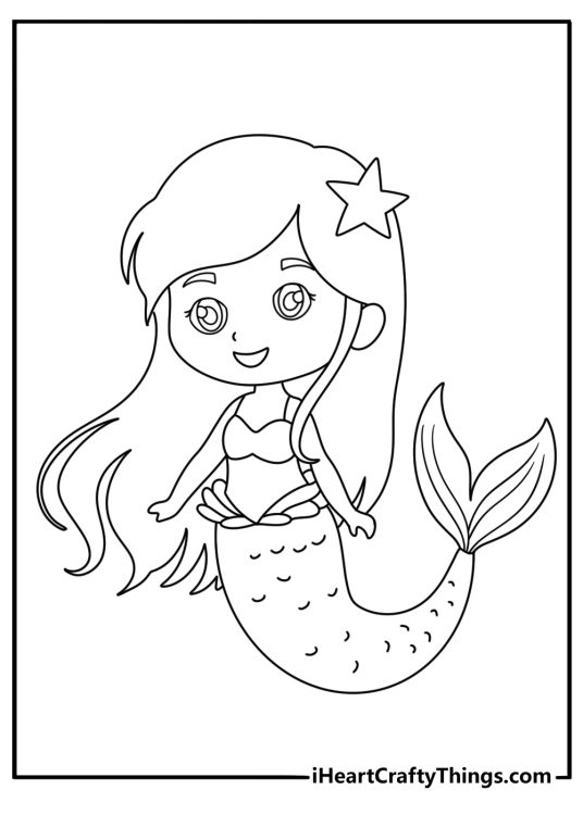 chibi mermaid coloring sheet for kids