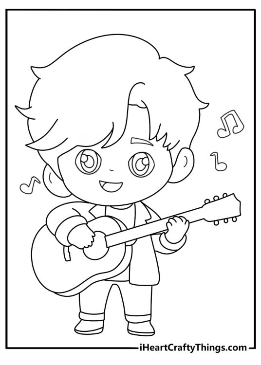 chibi musician coloring printable
