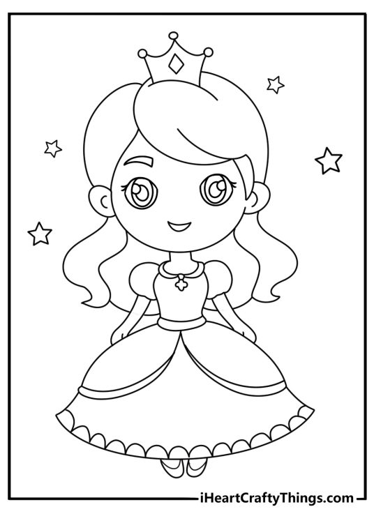 chibi princess coloring printable