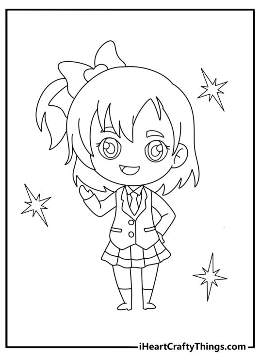 chibi school uniform coloring page