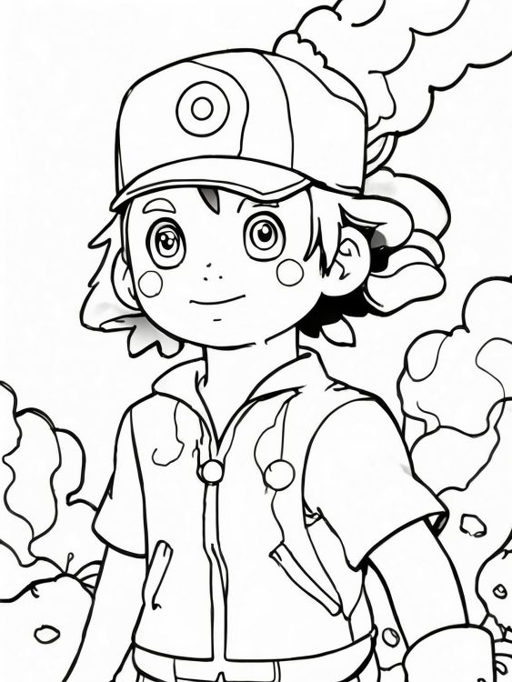 coloring page of ash from pokemon