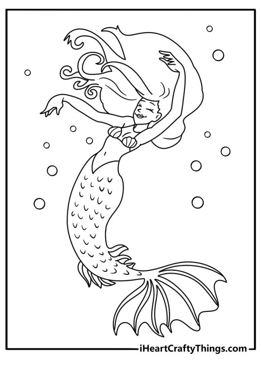 dancing mermaid coloring page