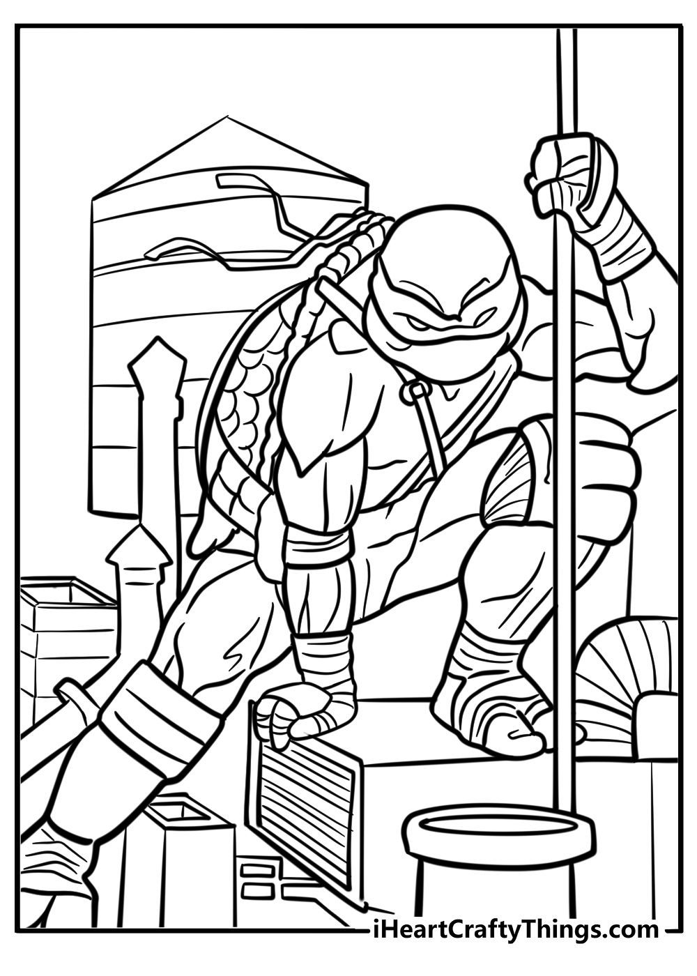 Donatello working on a gadget free coloring page pdf