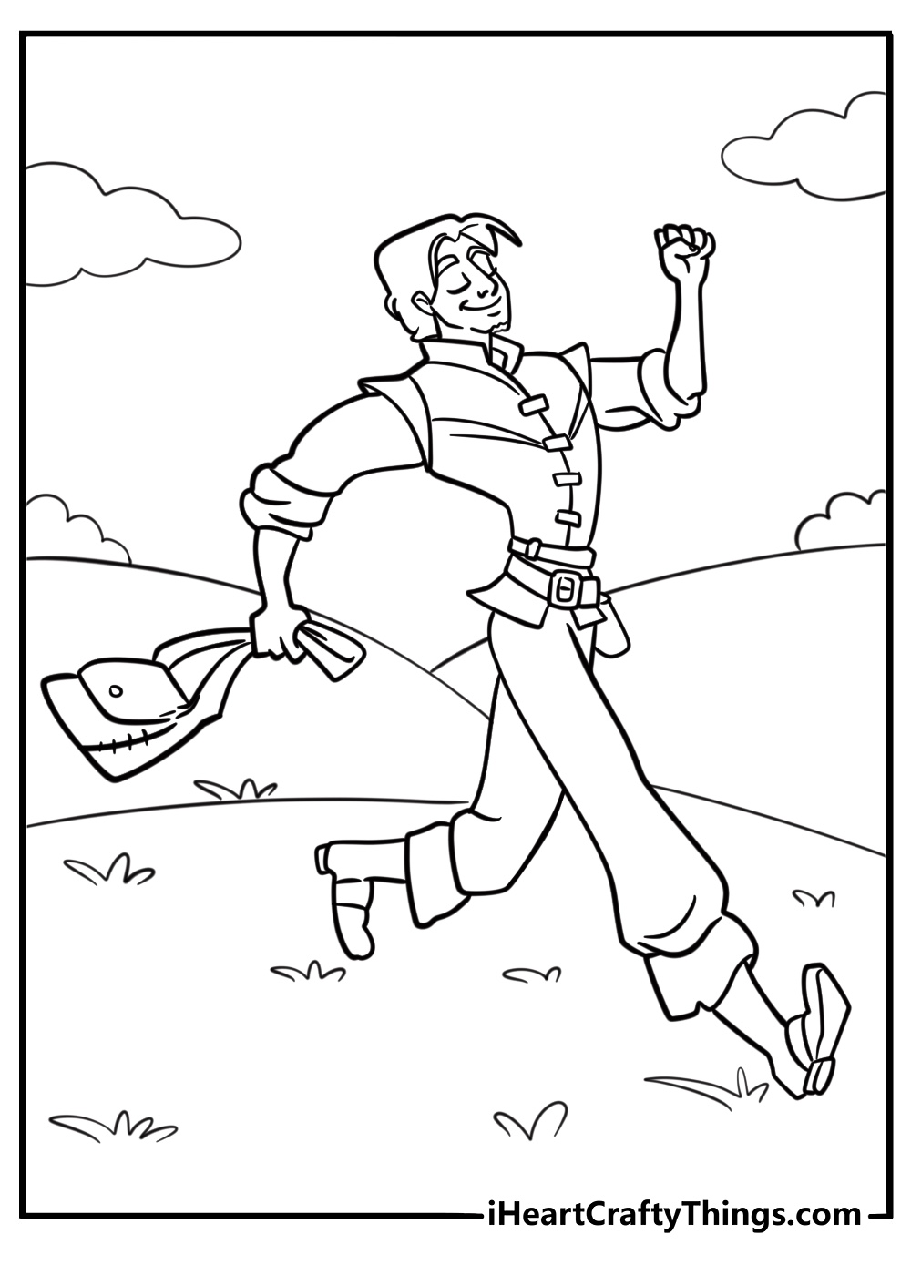 Eugene fitzherbert smiling and holding a satchel coloring page