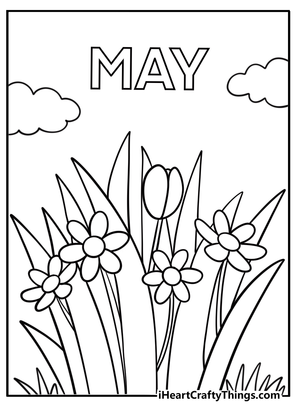 Flowers blooming in spring May coloring page