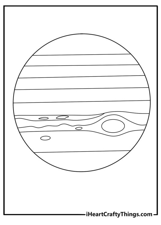 jupiter coloring page with giant stripes and the Great Red Spot